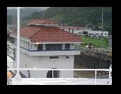 The Pedro Miguel control tower, built for the original canal in 1913.